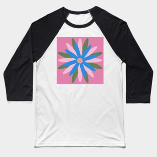 Pink, blue, green, simple, scandi flower Baseball T-Shirt